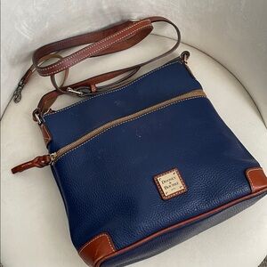 Dooney & Bourke Navy and Brown Leather Crossbody